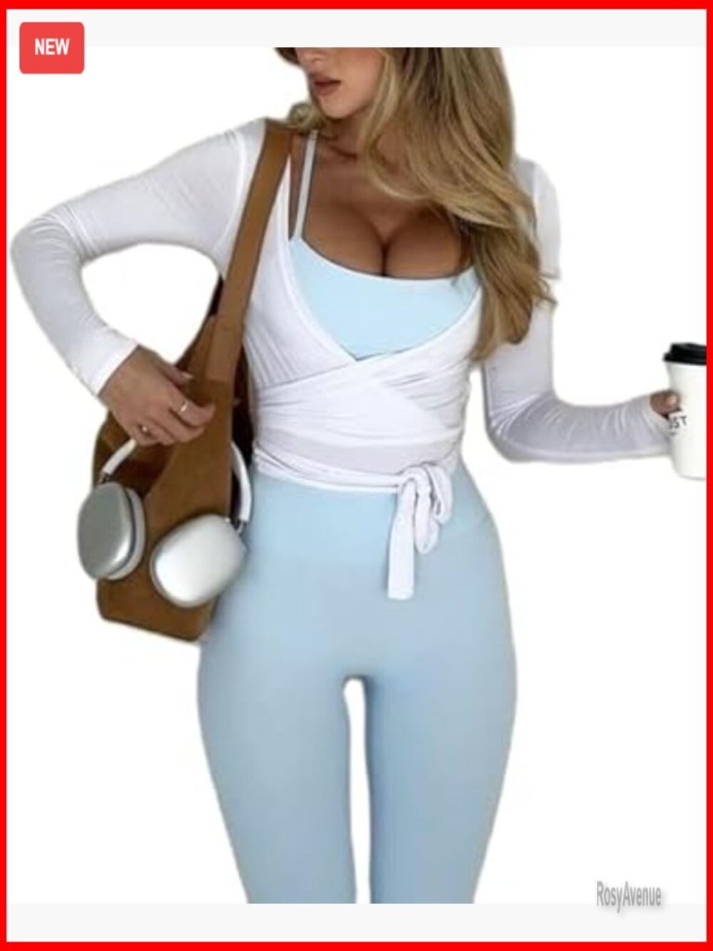 Y2K Ballet Wrap Top Long Sleeve V-Neck Fitted Tie Front Crop Shirt Pilates